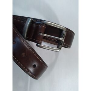 Dickies Brown Leather Belt with Silver Buckle
